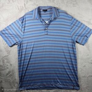 Rafter C Polo Shirt Men XL Blue Southwestern Geometric Performance Western‎